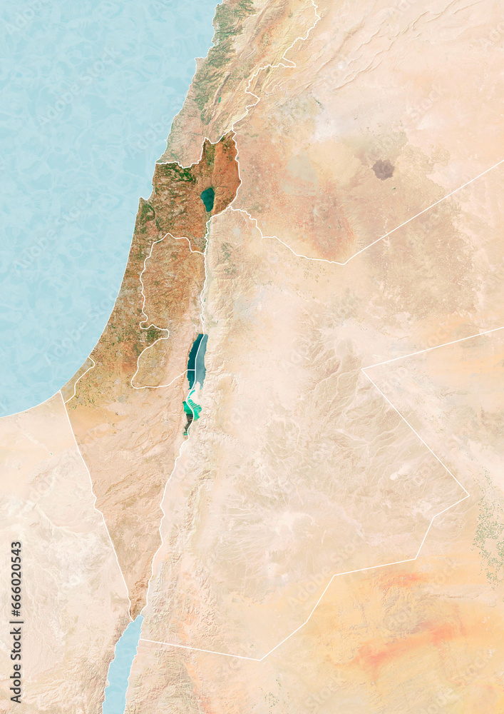 Map of Israel, map and borders, reliefs and lakes. Element of this image is furnished by Nasa