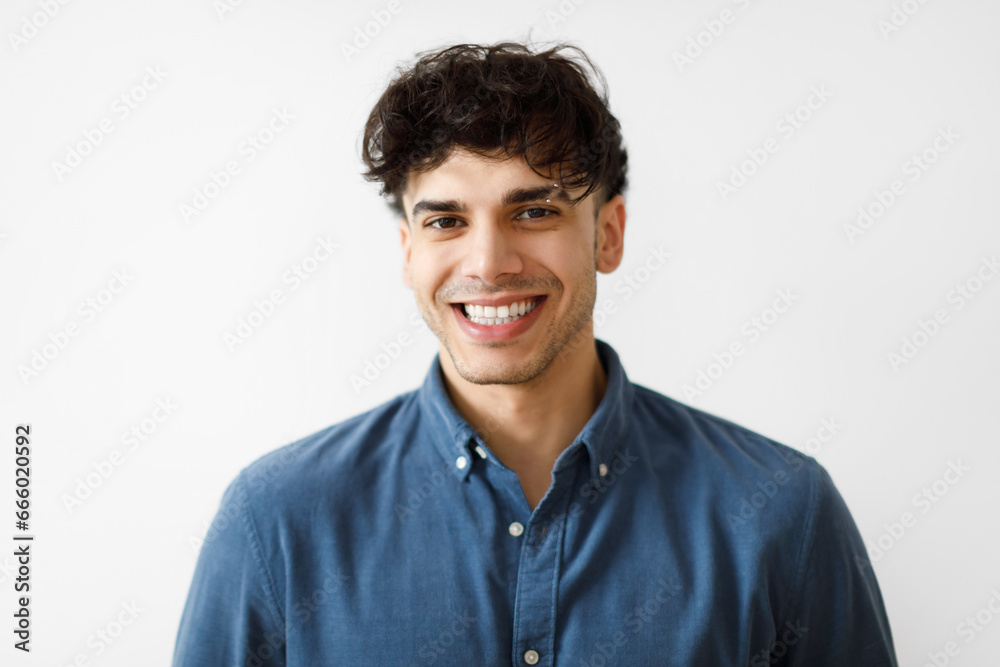 Portrait Of Cheerful Arabian Guy In Casual Over White Background Portrait Of Cheerful Arabian Guy In Casual Over White Background