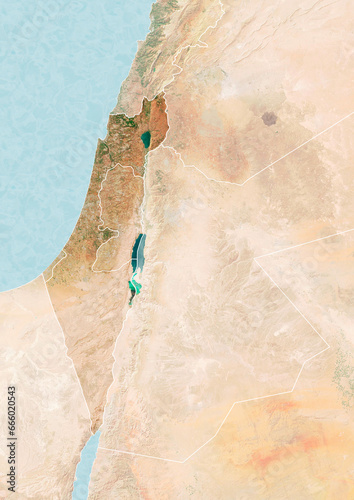 Map of Israel, map and borders, reliefs and lakes. Element of this image is furnished by Nasa