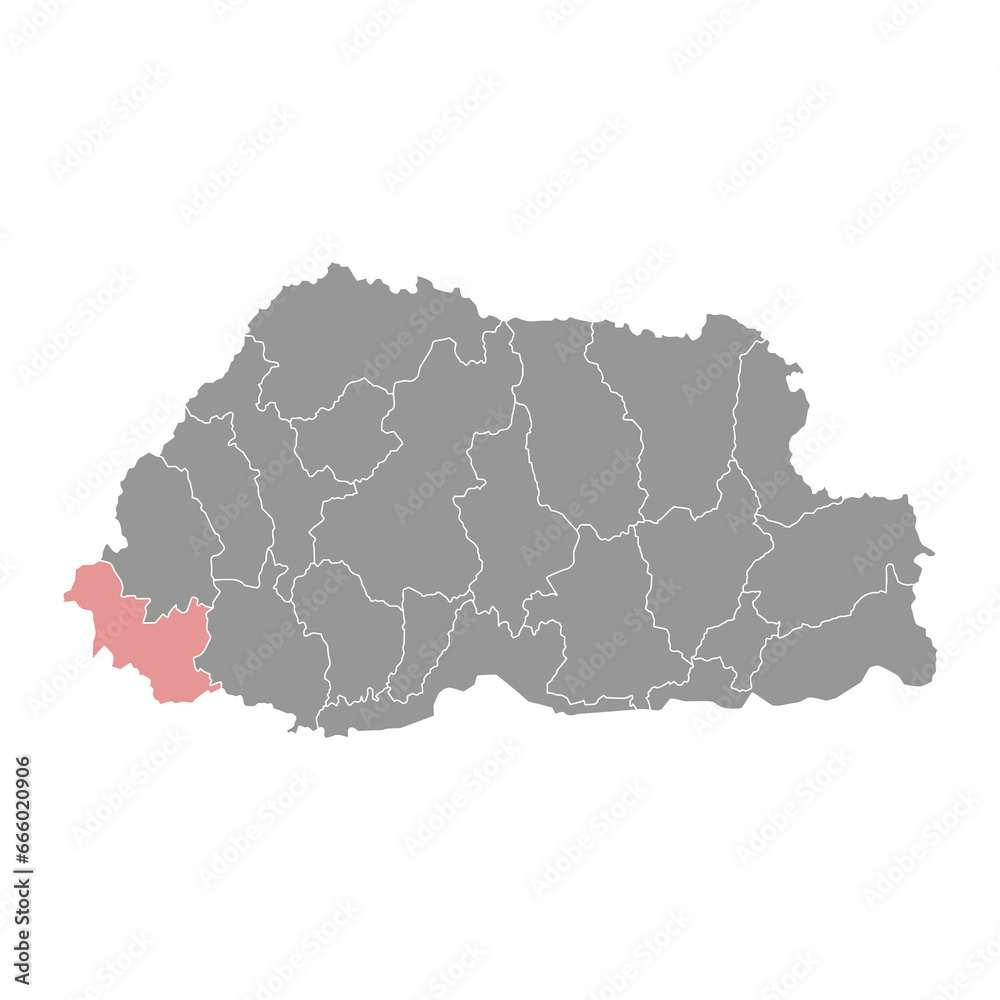 Obraz premium Samtse district map, administrative division of Bhutan