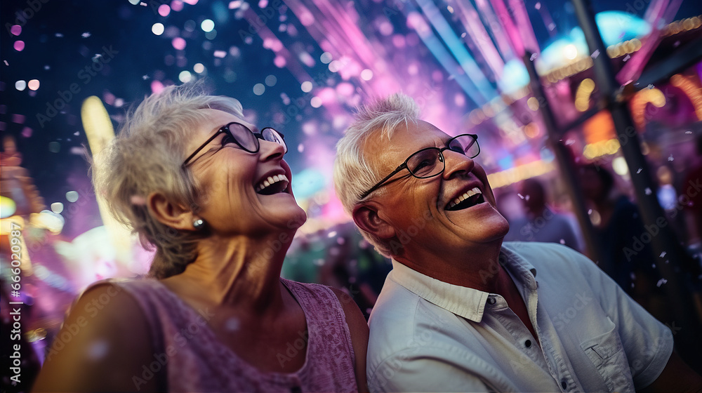 Old people's fun in the amusement park Old people's fun in the amusement park