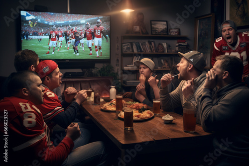 people watch football games on TV as part of their Thanksgiving tradition © Pichsakul