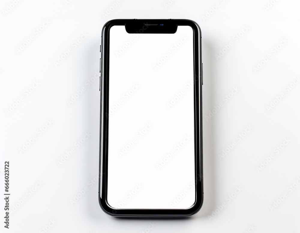 showing blank screen mobile phone isolated on white background, mockup. showing blank screen mobile phone isolated on white background, mockup.