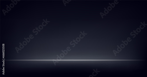 Empty black studio room with light effects background. Empty dark room. Template mock up for display of product on the website. Vector illustration.