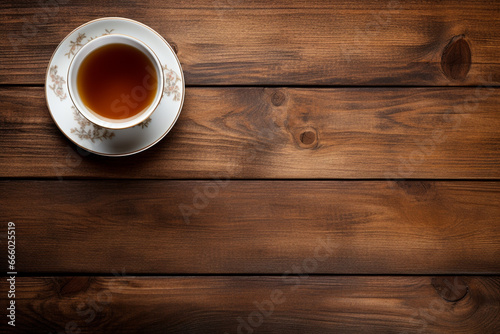 Cup of tea, Top-Down View on Wooden Table