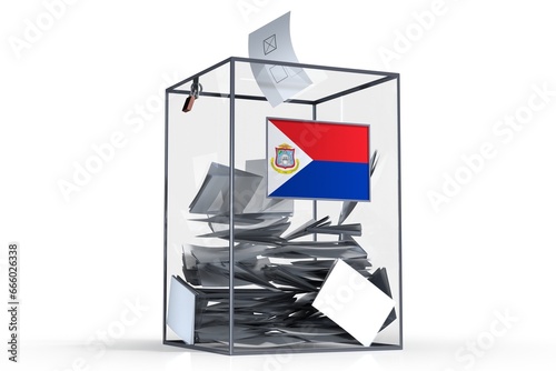 Sint Maarten - ballot box with voices and national flag - election concept - 3D illustration