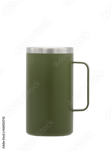 Green colored cup on transparent background (PNG File) 