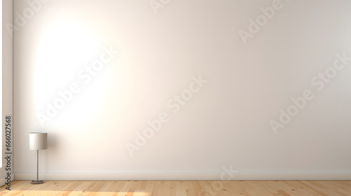 White classic wall background, brown parquet floor, home furniture detail, frame and vase of plant., beige Interior background 3d render, empty brown room