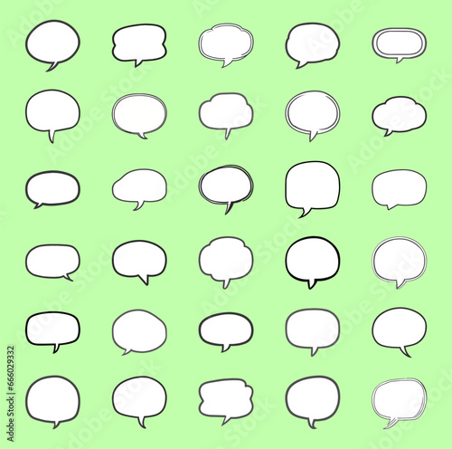 Set of conversation frames in line style. Speech bubble speak. White background. isolated. Vector stock illustration.