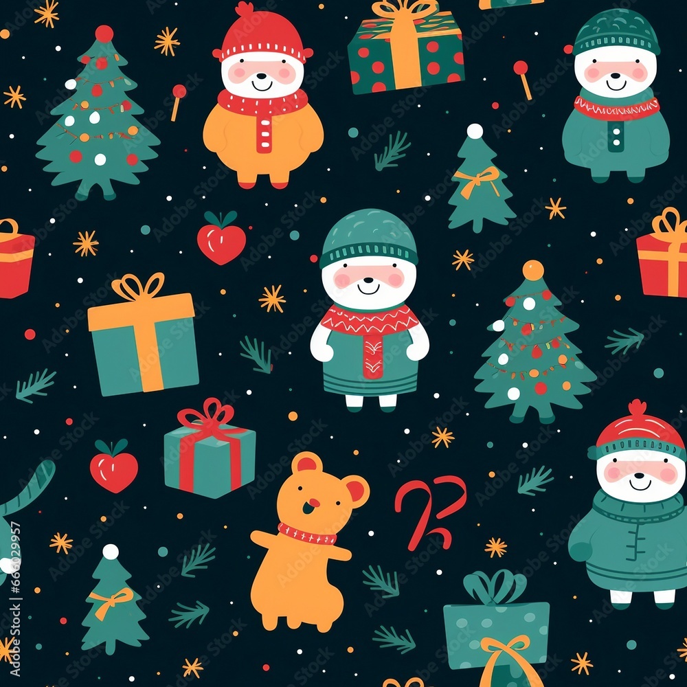 Christmas Pattern Seamless Youthful Kid's Wardrobe Textile Art