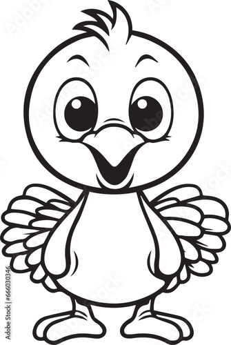 cute little turkey black outline illustration