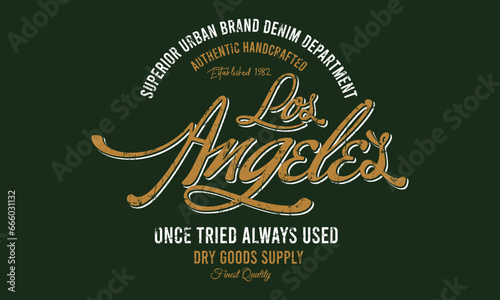 Los Angeles Superior urban brand denim dept.  Editable t shirt design graphics print vector illustration for men and women