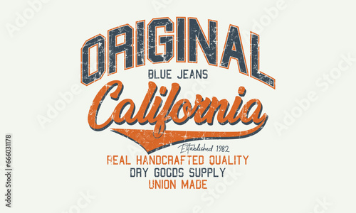 California Original Blue Jeans Editable t shirt design graphics print vector illustration for men and women