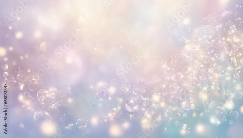 A mesmerizing and dreamy blend of soft ethereal blur, set against a backdrop of light purple, adorned with whimsical bubbles, a delicate watercolor effect, and subtle bokeh elements.