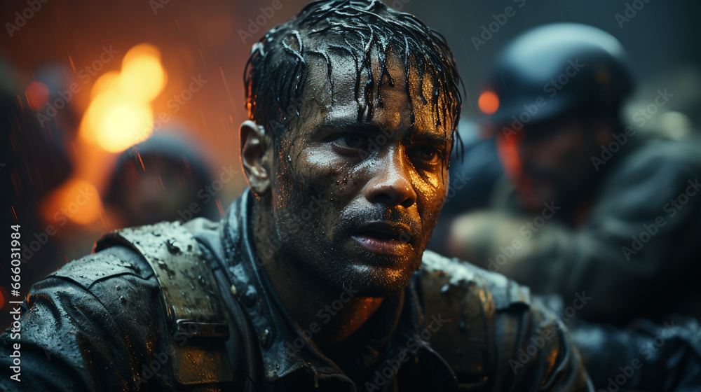 Soldier in battle. Soldier in battle.