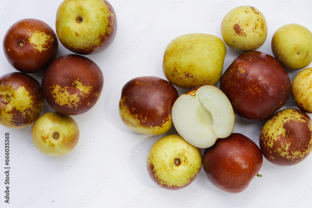 Fresh jujube fruit on white background Fresh jujube fruit on white background