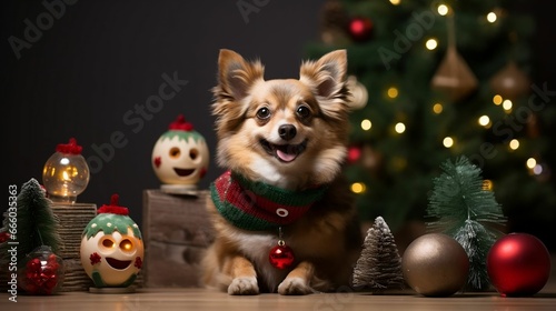 A pet with a cheeky grin wearing a holiday sweater  © Halim Karya Art
