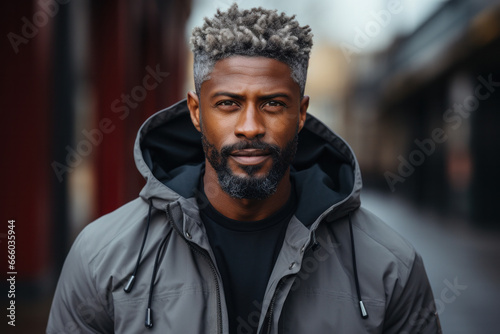 beautiful black man with short hair on clean background portrait created with Generative AI technology