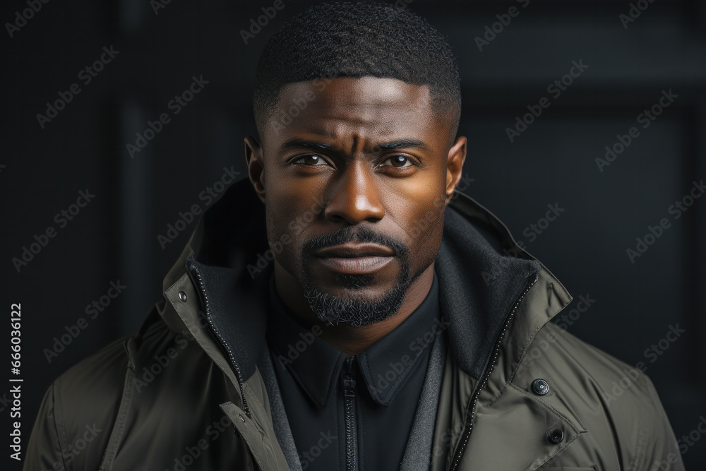 beautiful black man with short hair on clean background portrait created with Generative AI technology beautiful black man with short hair on clean background portrait created with Generative AI technology
