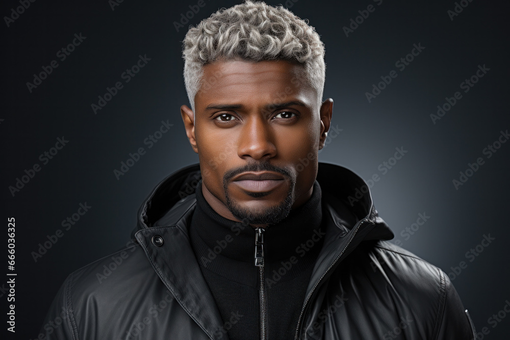 beautiful black man with short hair on clean background portrait ...