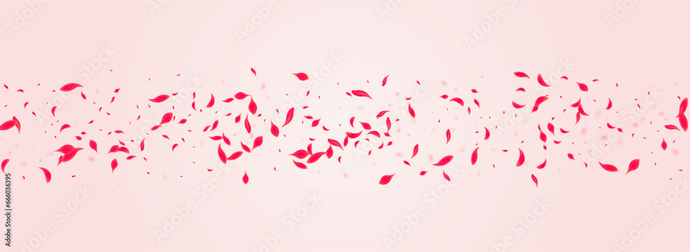 Carmine Blossom Vector Pink Panoramic Background.