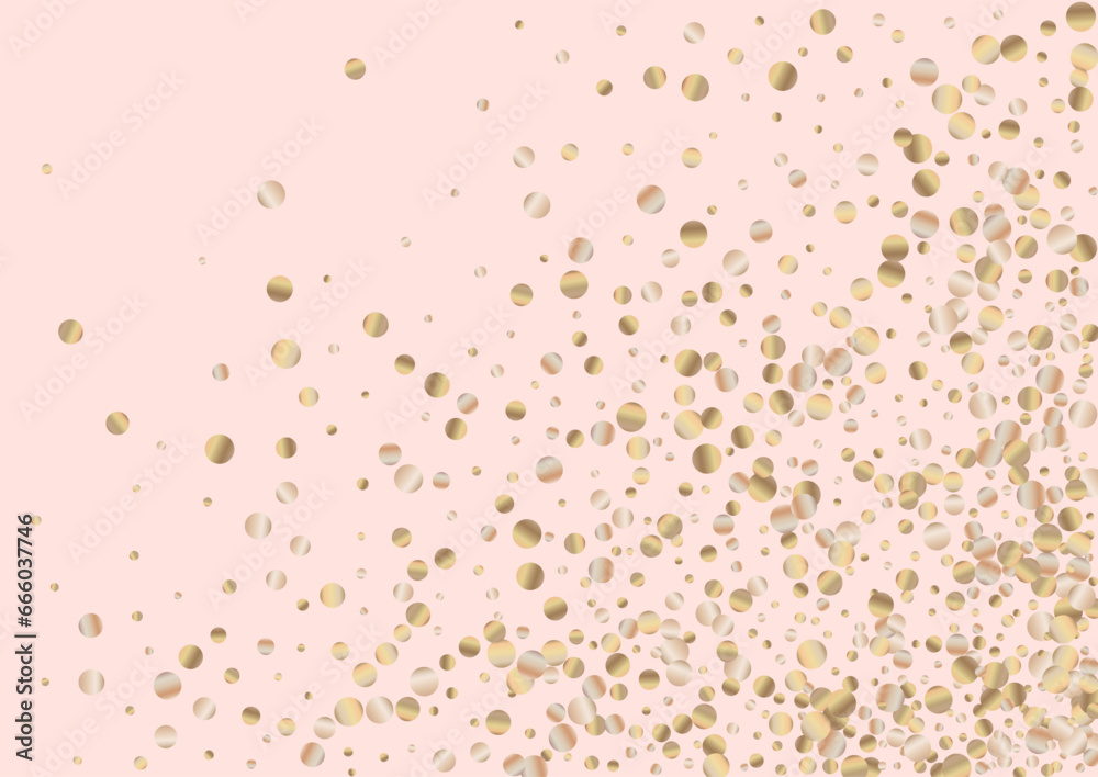 Gold Confetti Vector Pink Background. Rich Sequin
