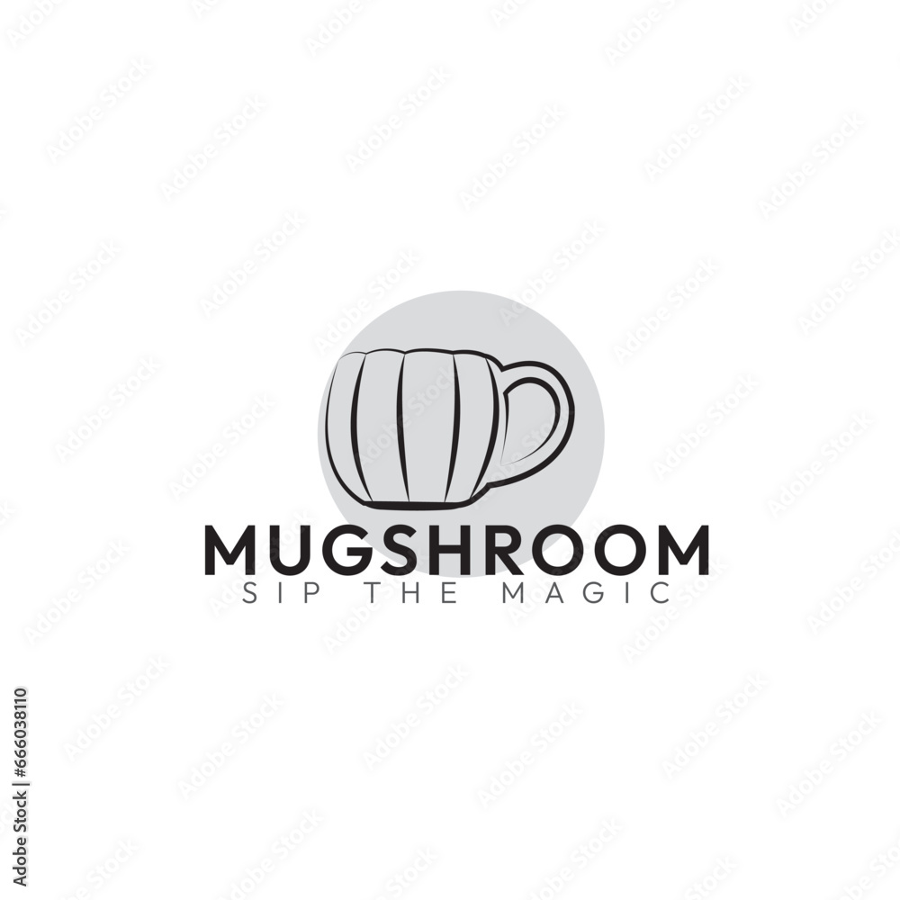 Mug Logo icon graphic vector lineart illustration mug in circle logo mushroom logo 
