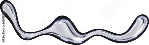 3d chrome metal organic fluid shape. Abstract liquid mercury metallic icon. 3d rendering aluminum gradient shape design element isolated on white background. Brutalist futuristic style photo