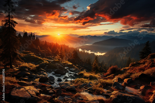sunset in nature as concept picture created with Generative AI technology