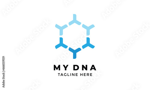 DNA logo hexagonal style molecular genetic code science bio structure chromosome spirals genome biology medicals