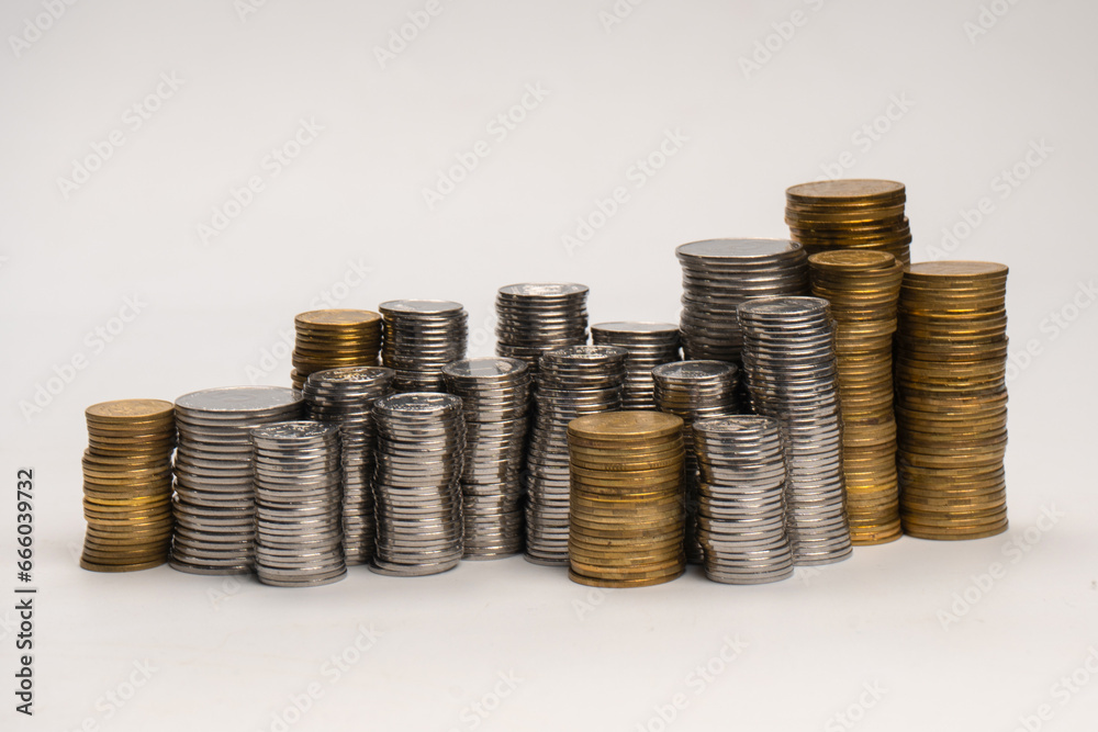 Pile of coins isolated on a white background. Pile of coins isolated on a white background.