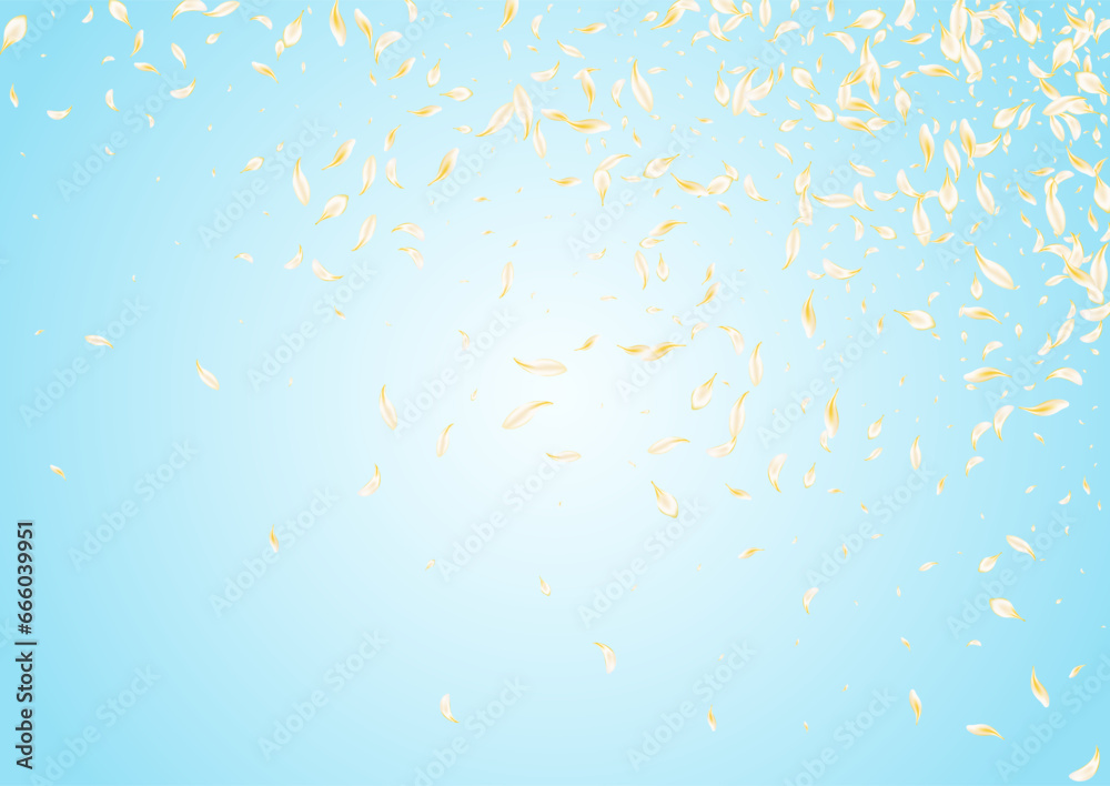 Beige Petal Japan Vector Blue Background. Gold Beige Petal Japan Vector Blue Background. Gold
