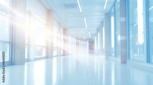 Blurred bright light interior of hospital medical illustration background