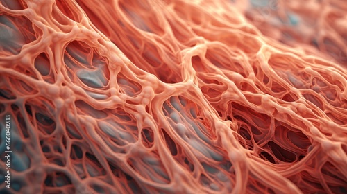 Close-up 3d picture of muscles cells under microscope