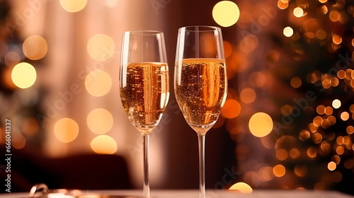festive atmosphere of a champagne toast with bubbles dancing in crystal-clear flutes.