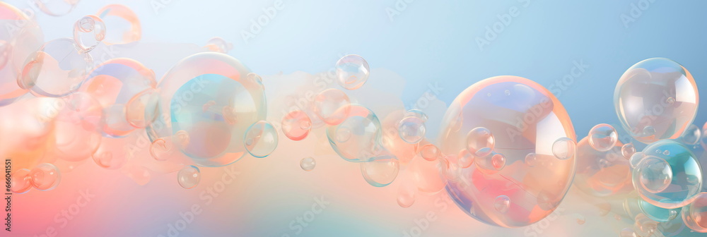 elegant and soothing featuring soap bubbles in soft pastel hues.