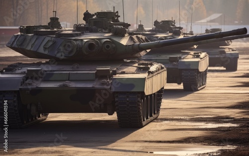 Main battle tanks. Close up photo.