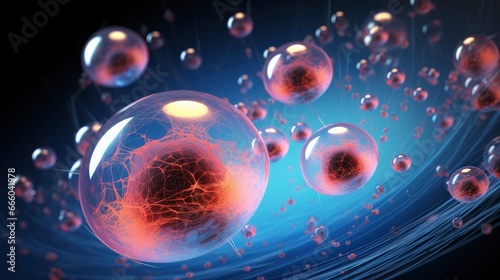 Medical illustration of ovum fertilization microscopic view 3D graphics