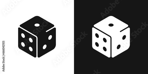 Isometric dice vector icon. Dice cube, board game sign