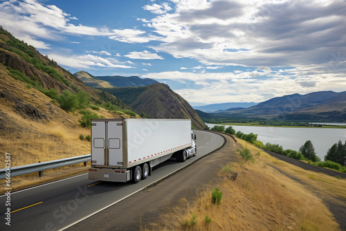 Large Transportation Truck on a highway road