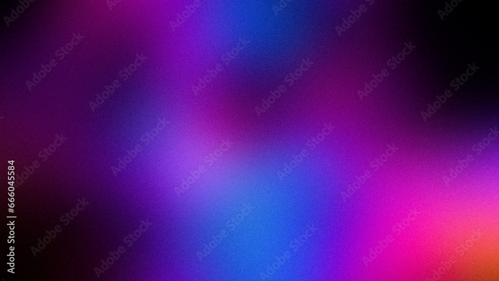 Dark blue pink orange lilac neon yellow coral abstract background for design. Blurred color gradient, ombre. Defocused, rare, multicolored, mix, iridescent, bright, cheerful. Coarse, grainy. Template