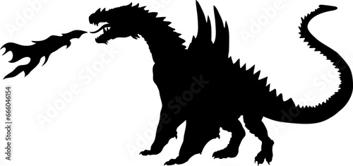 Dragon Silhouette SVG Vector The dragon is flying, the dragon is sitting, the dragon is standing, the dragon is crawling. Fire Dragon