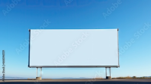 Two pole outdoor billboard with blue sky background