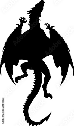 Dragon Silhouette SVG Vector The dragon is flying  the dragon is sitting  the dragon is standing  the dragon is crawling. Fire Dragon