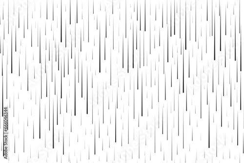 Black vertical parallel dynamic random speed lines isolated on a white background. Minimalist abstract raindrop stripes seamless pattern. Geometric vector illustration