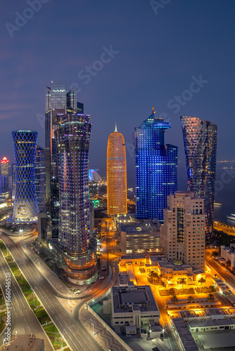 High rise office buildings on the Corniche in Doha