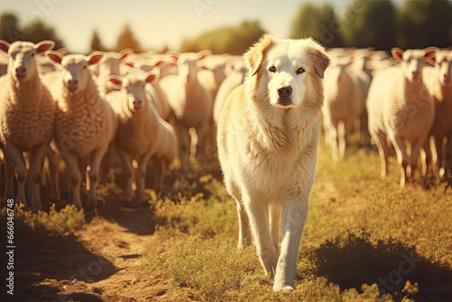 Portrait of a dog herding sheep