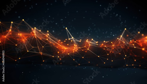Digital Data Connection and Particle Abstract in Low Poly,technology,banner
