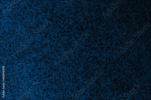 Wallpaper, texture in the form of coloured lines reminiscent of crayons. Colour transition. Disordered lines, different directions of lines. Different shades of blue on a black background.	