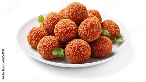 fried meatless plant based balls isolated on white background